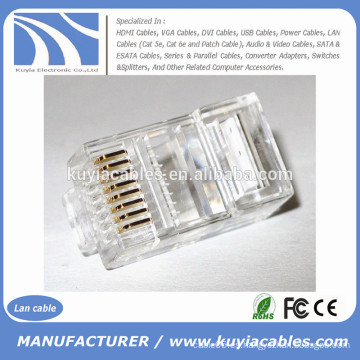 Enchufe caliente del enchufe 8P8C de la venta RJ45 CAT5 plateado oro